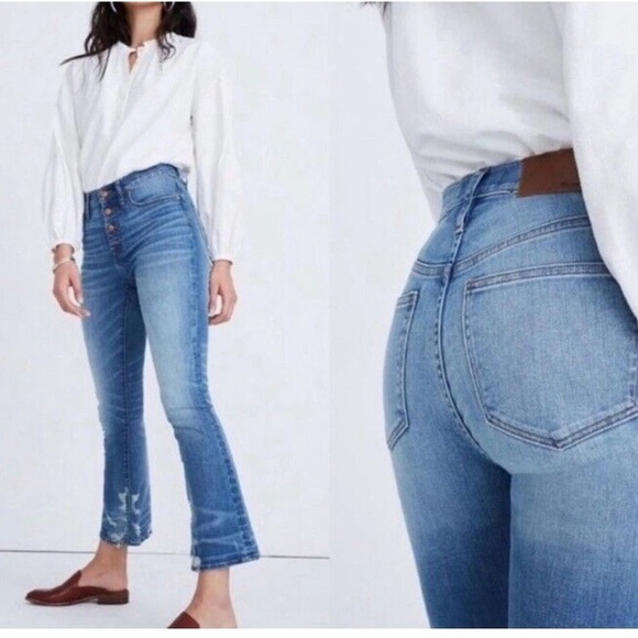 Madewell Denim - Madewell Jeans Women's 27 Blue Cali Demi-Boot Crop Flare Button Fly Comfort
